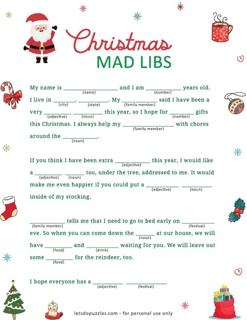 Printable Christmas Mad Libs For Adults At Getmatildablog Blog