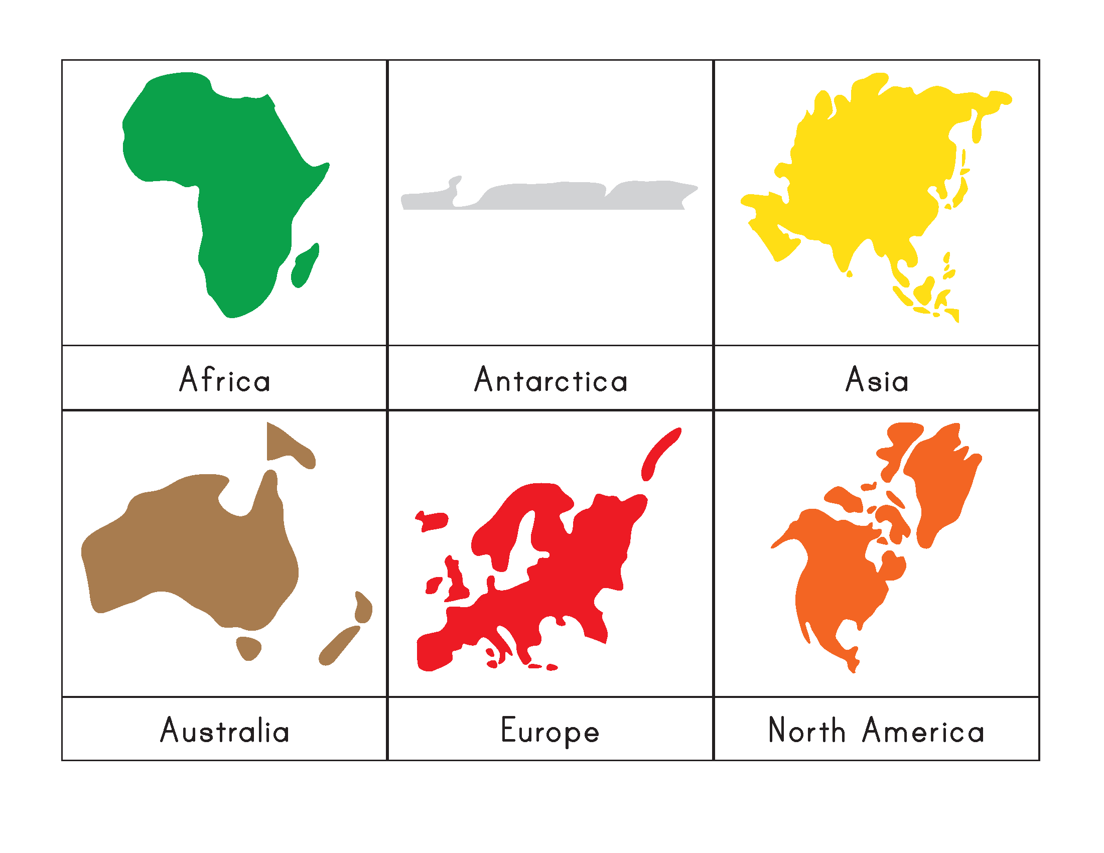 Printable Continents To Cut Out