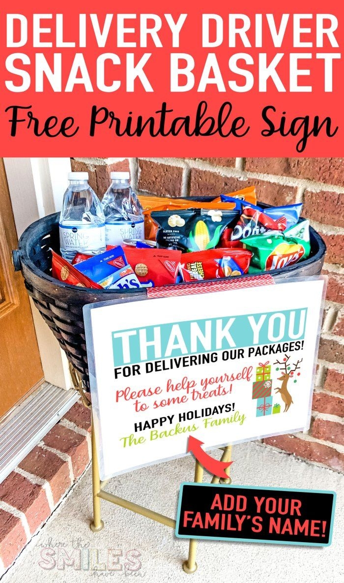 Printable Delivery Driver Snack Sign