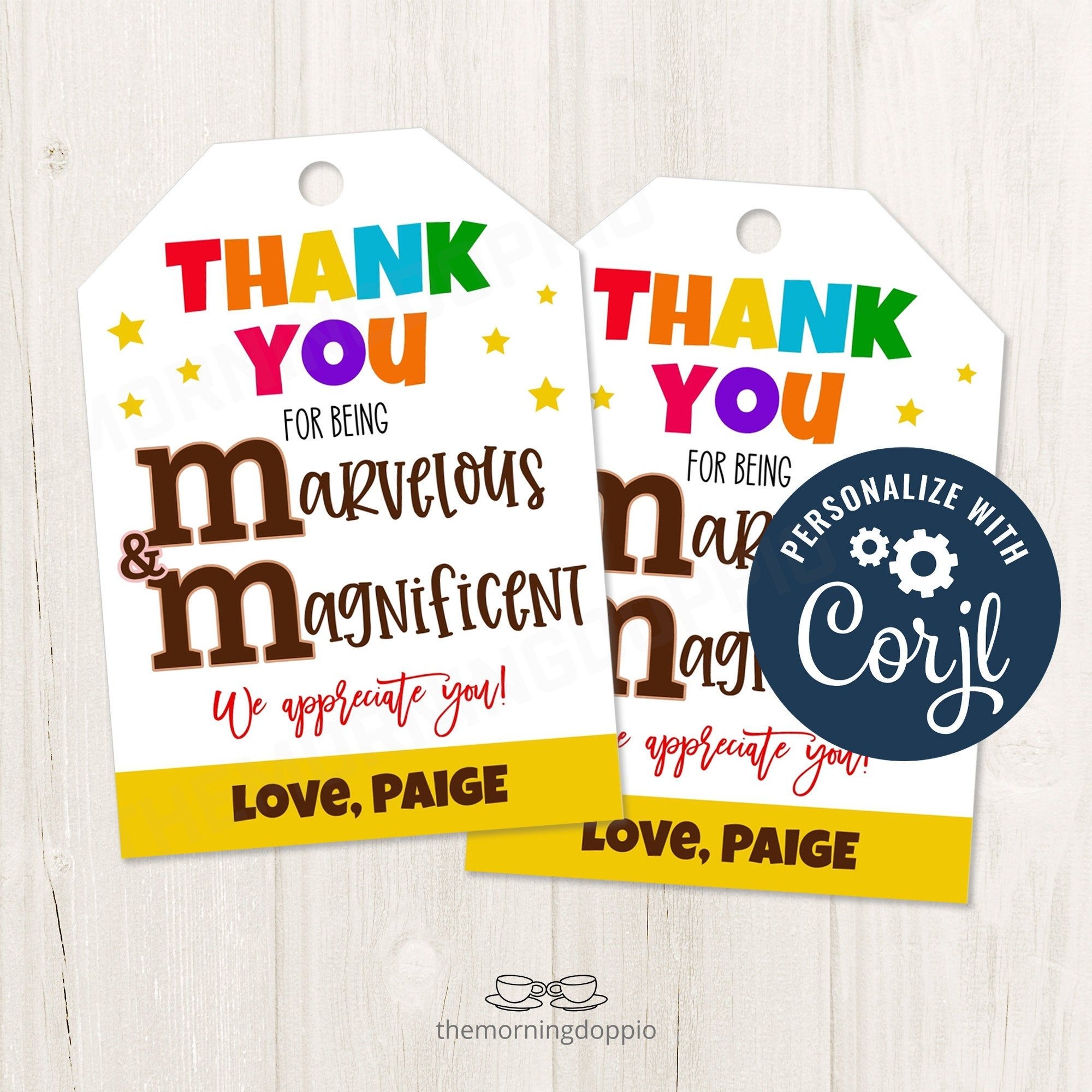 Printable editable You Are Marvelous And Magnificent M M Gift Tag For 