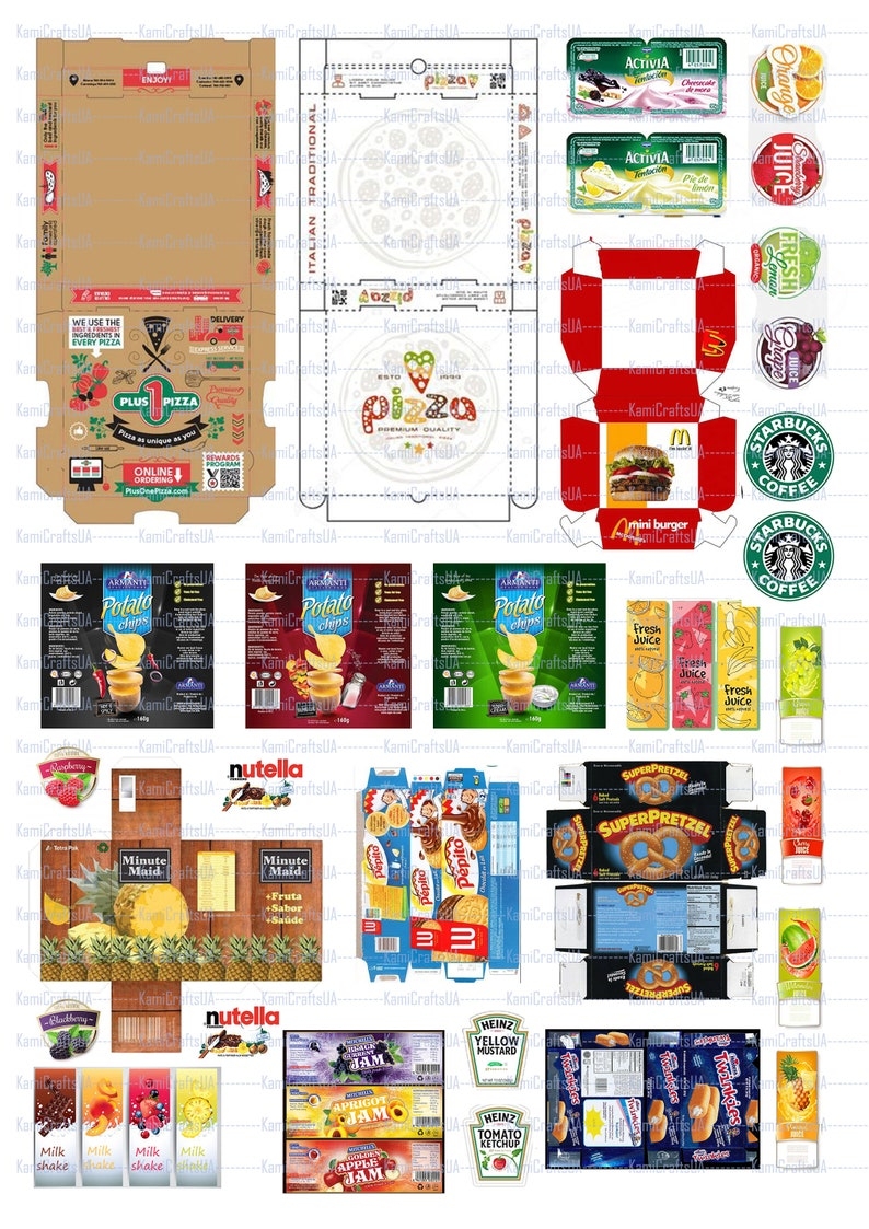 Printable Food Packaging For Miniature Dollhouse 1 6 Scale Etsy