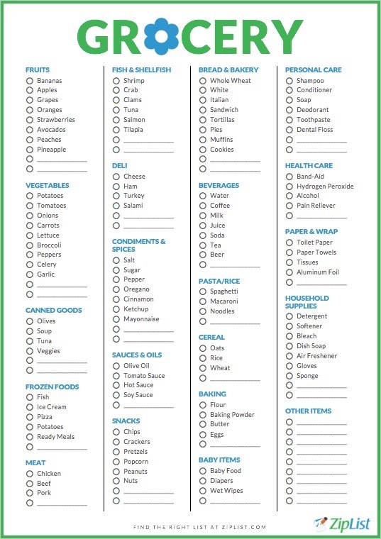 Printable Grocery List Templates In PDF WORD FREE 