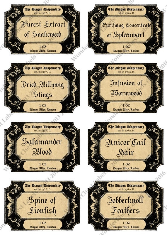Printable Harry Potter 3 8x2 5 Labels Apothecary Labels Set