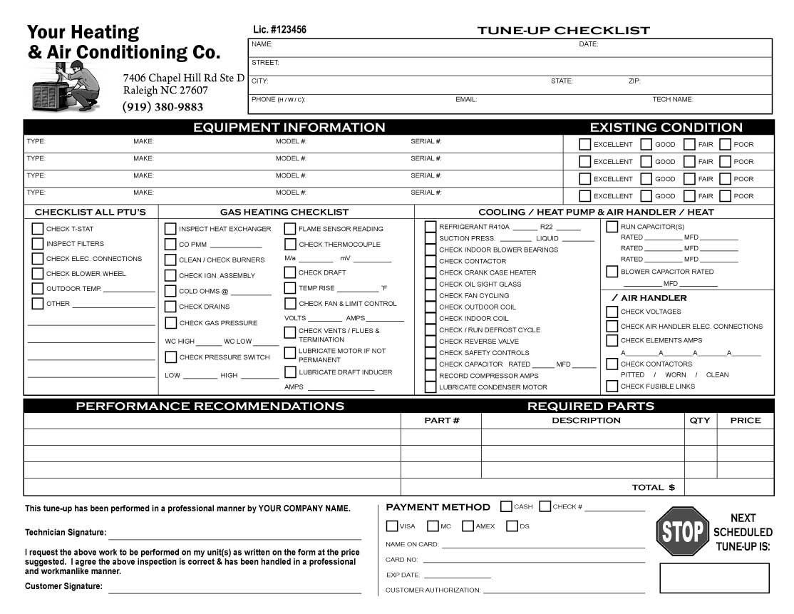 Printable Hvac Checklist Printable Word Searches