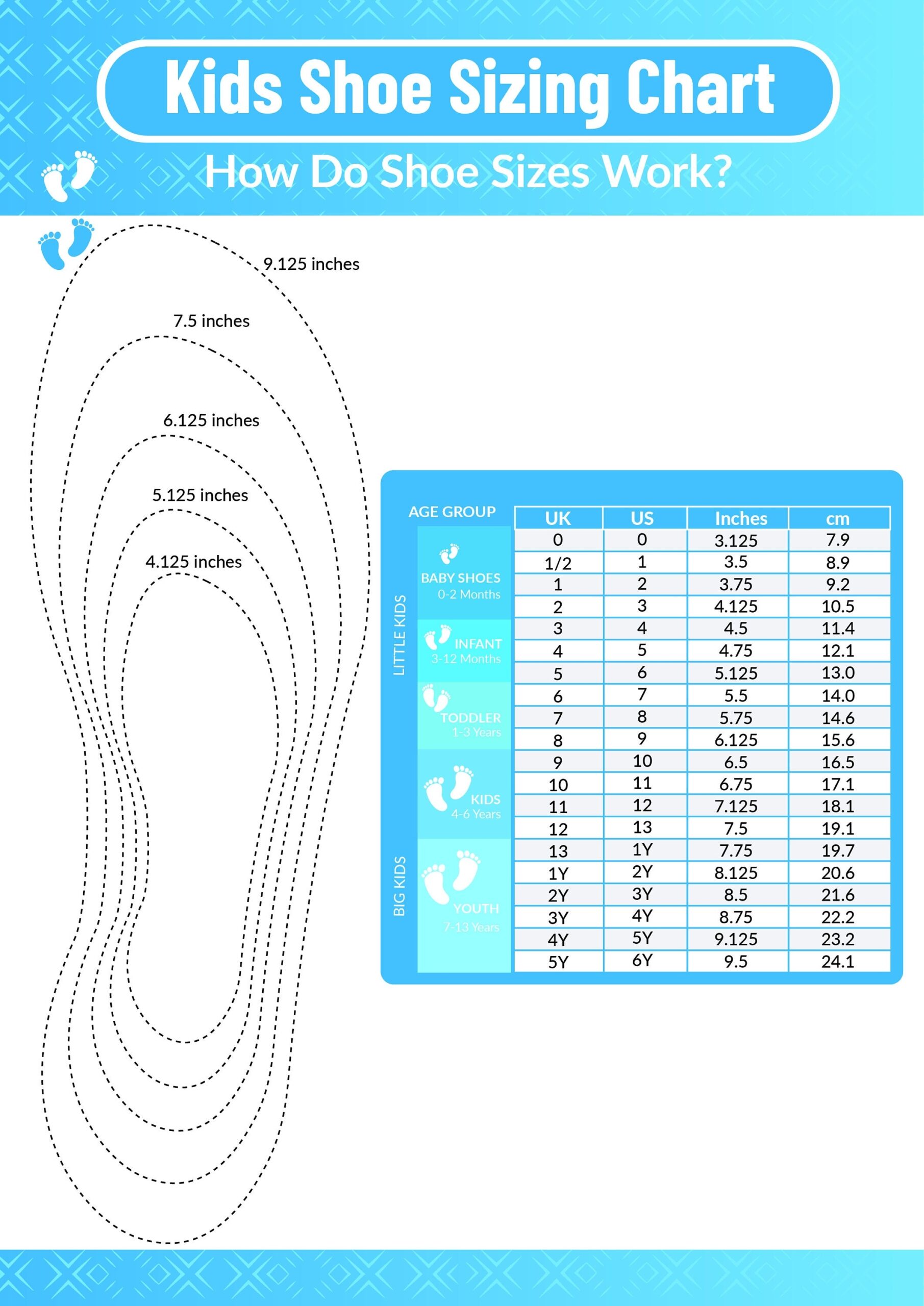 Printable Kids Shoe Sizing Chart Accurate Sizing For Happy Little Feet Printable Kids Shoe Sizing Chart Accurate Sizing For Happy Little Feet