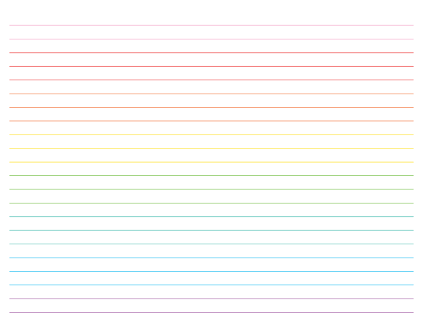 Printable Landscape Rainbow Lined Paper Wide Ruled For Letter Paper