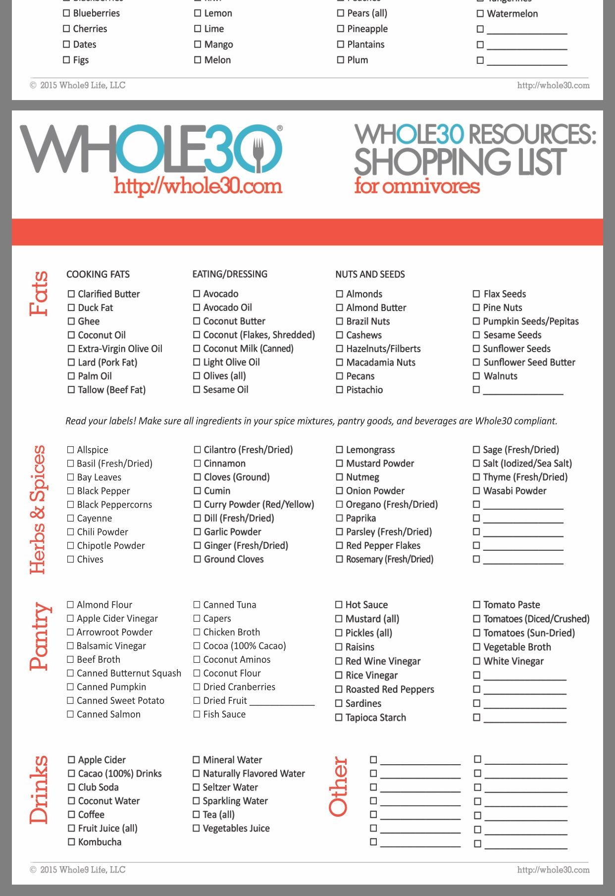 Printable List Of Whole Foods