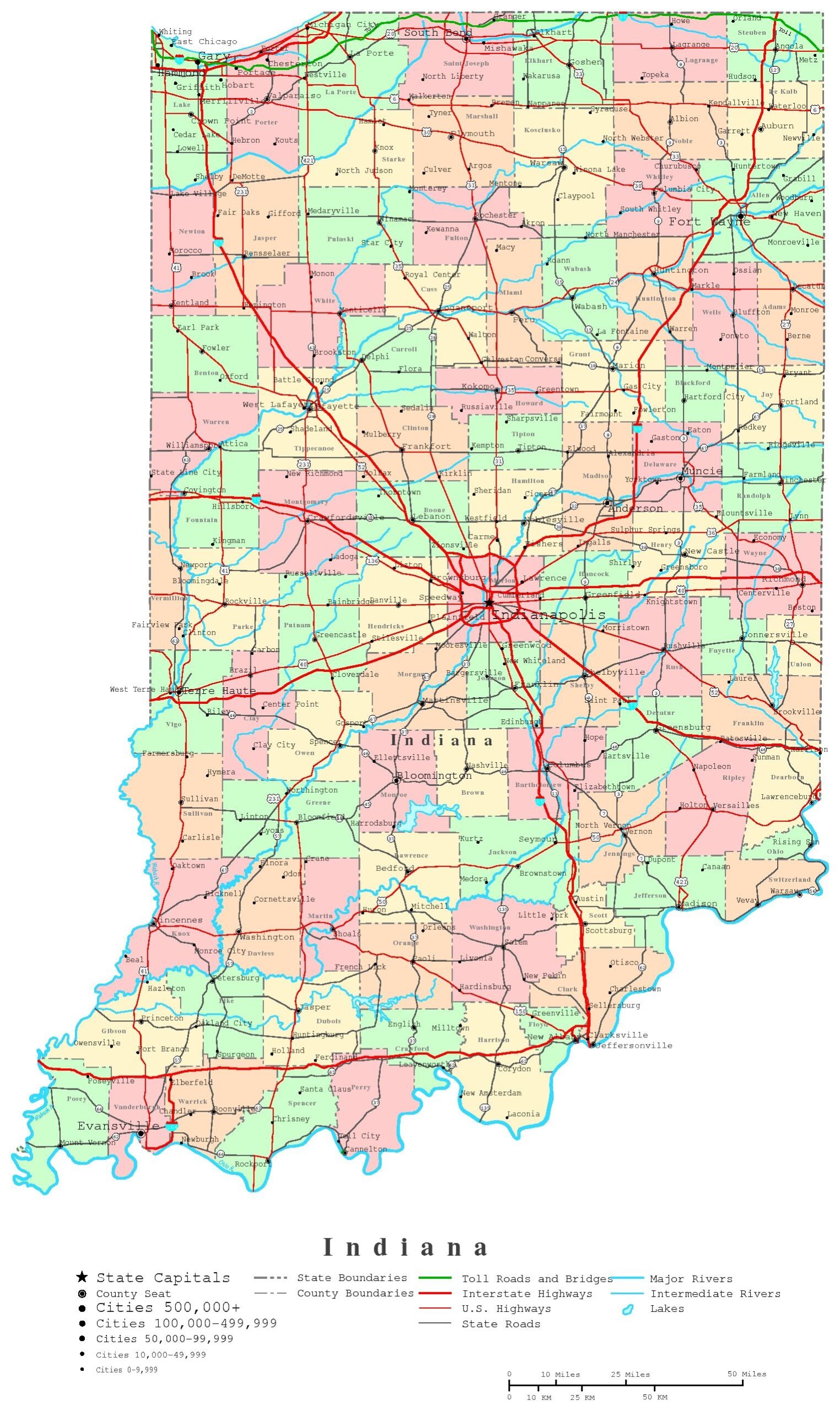 Printable Map Of Indiana Counties