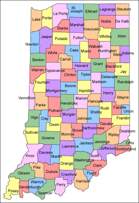 Printable Map Of Indiana Counties