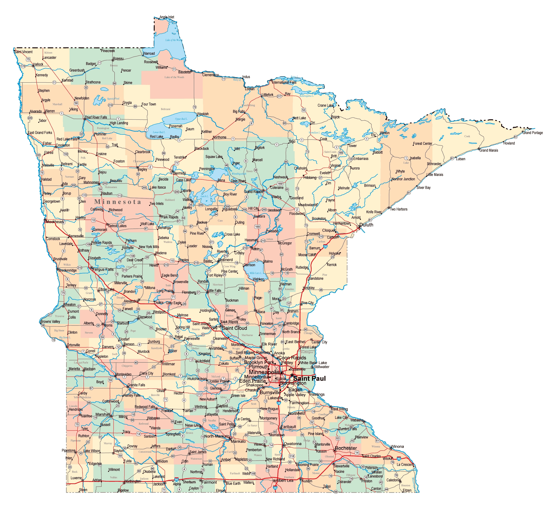 Printable Map Of Minnesota