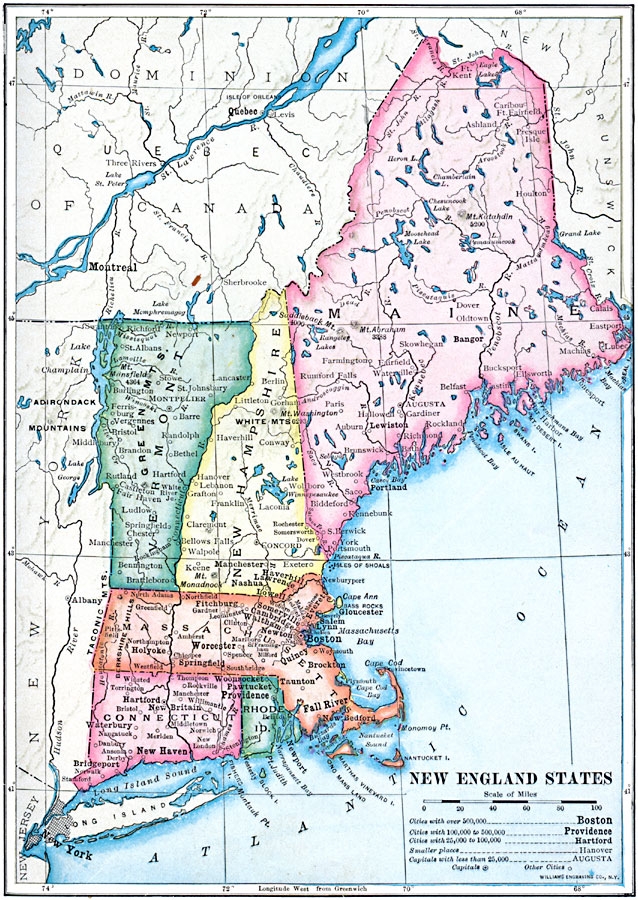 Printable Map Of New England