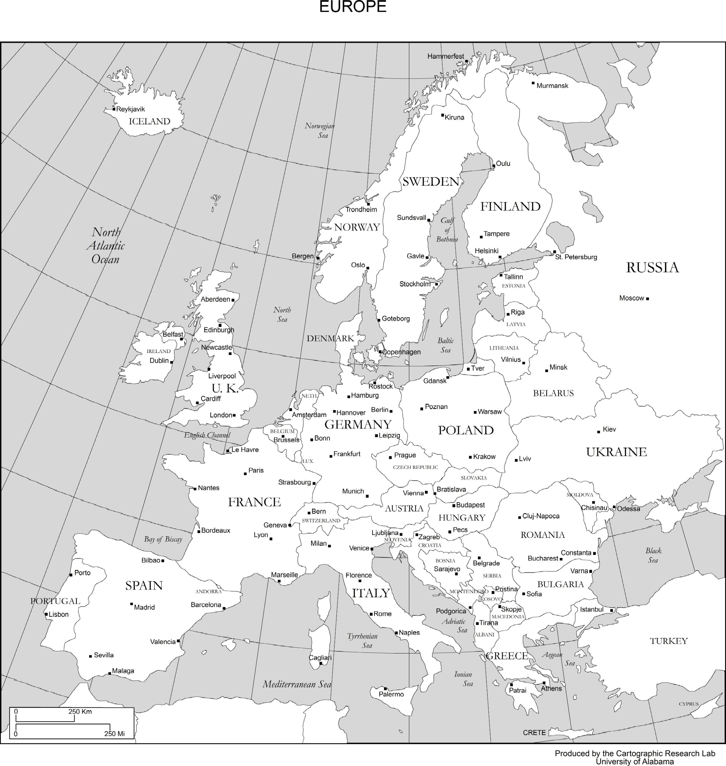 Printable Map Of Western Europe With Cities Printable Map Of Western Europe With Cities