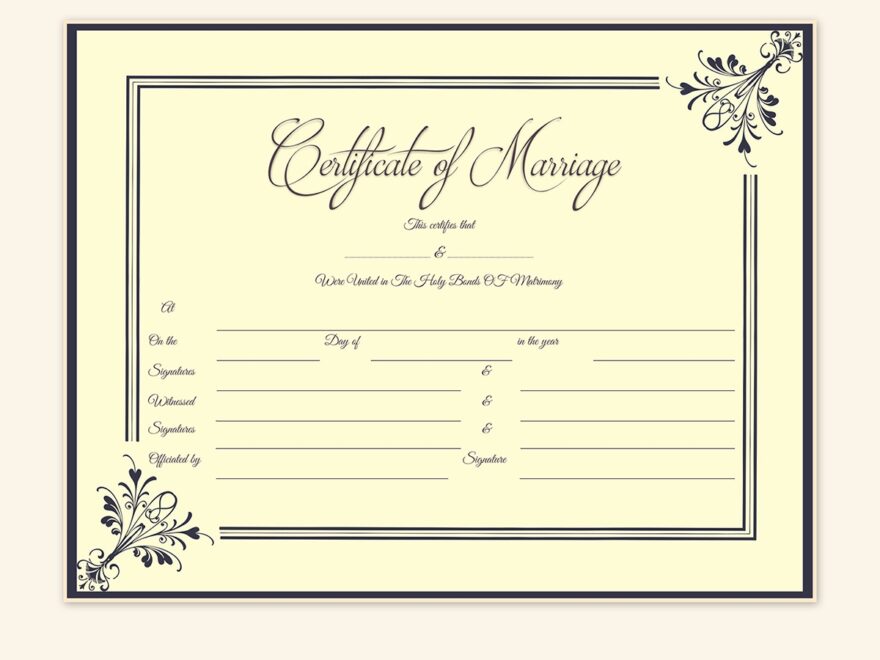 Printable Marriage Certificate Template Printable Free Templates