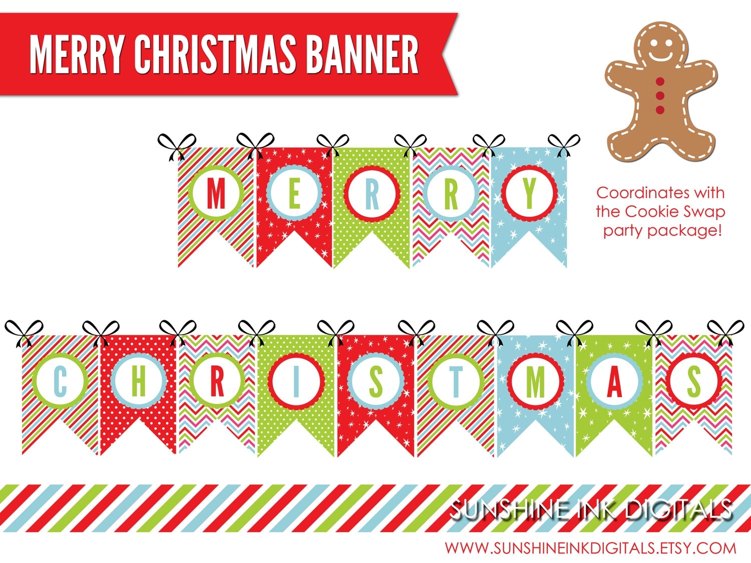 Free Printable Merry Christmas Banner Letters