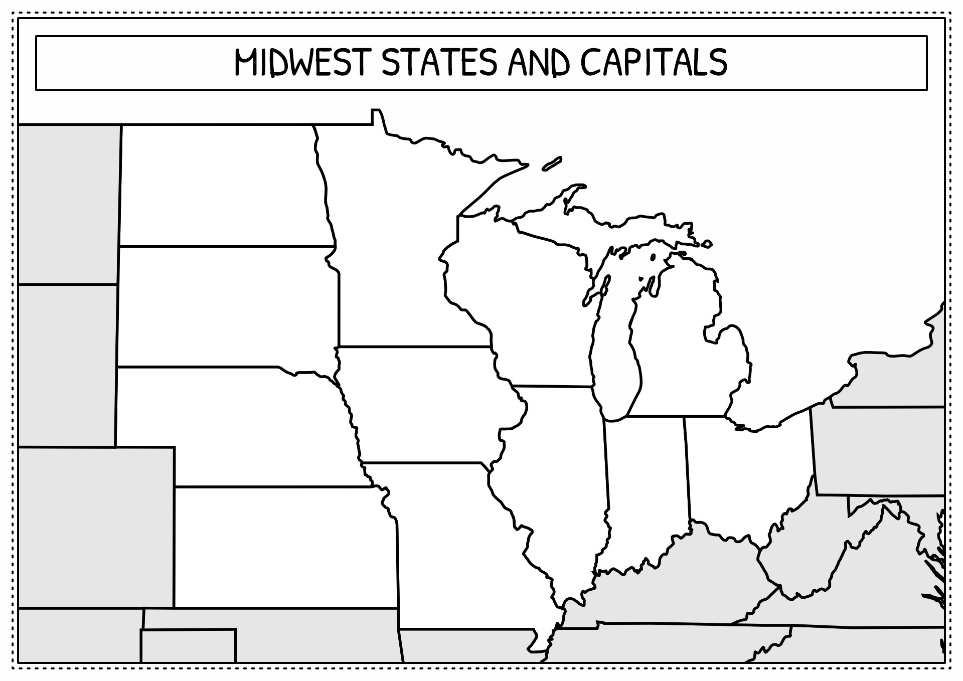 Printable Midwest Region States And Capitals