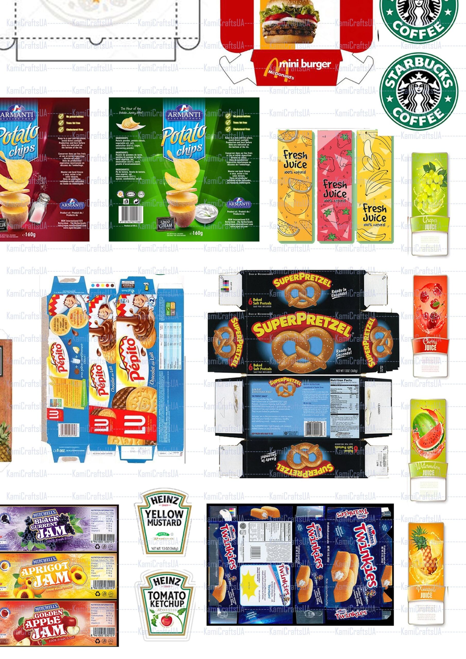 Printable Miniature Food Packaging For Miniature Dollhouse 1 6 Scale 