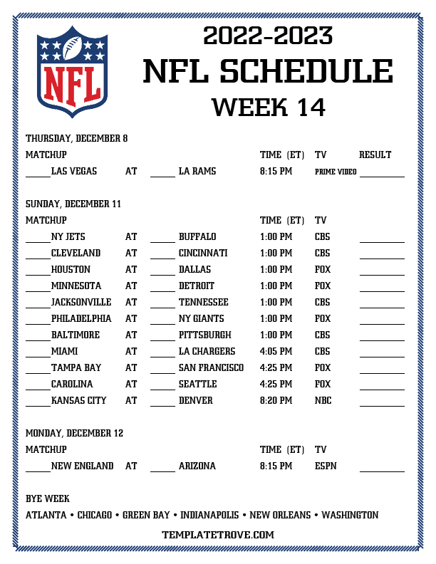 Printable Nfl Schedule 2025 Asger E Klausen