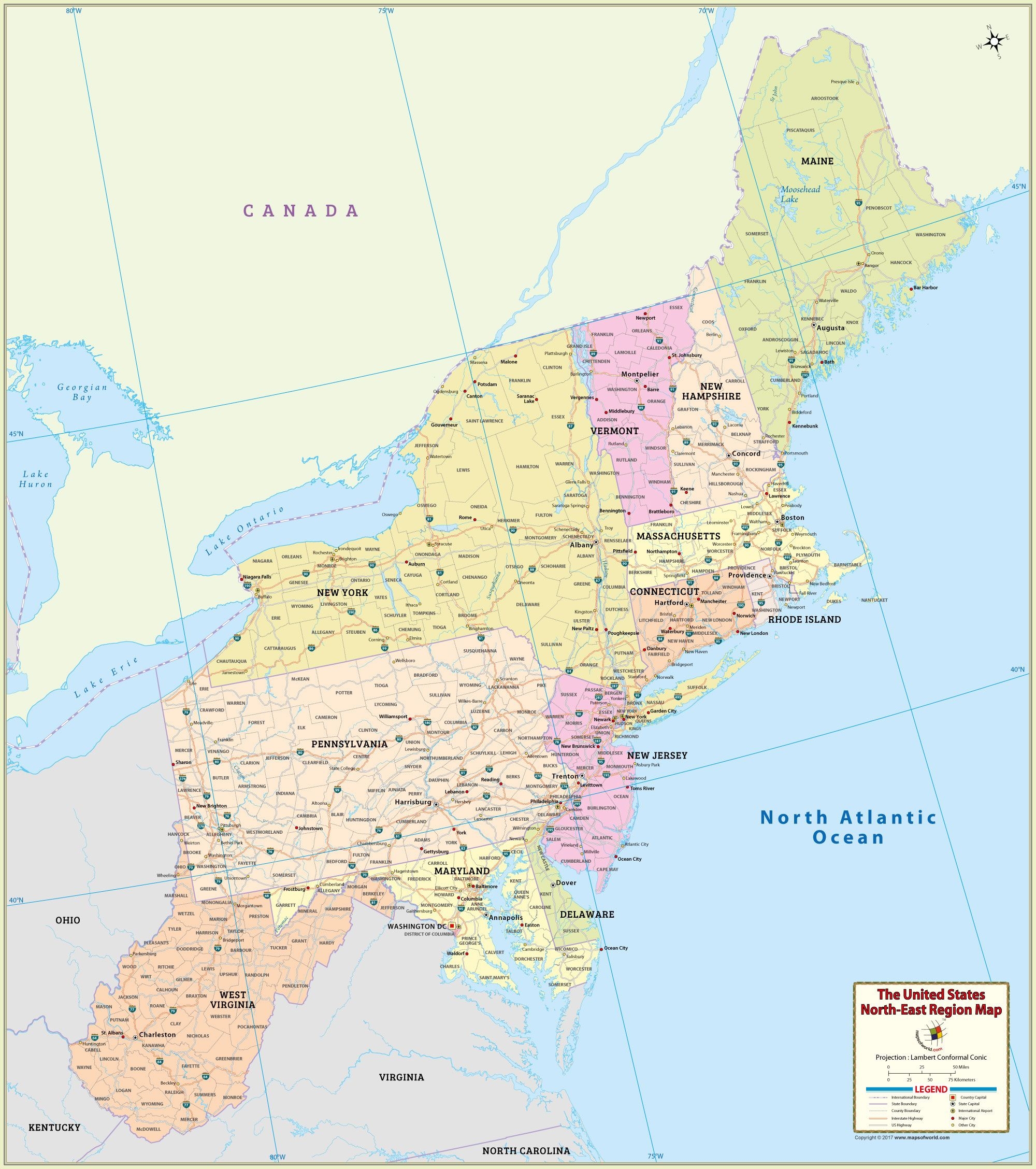Printable Northeast Region Map