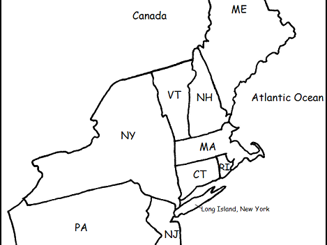 Printable Northeast States Map Daryn Goldarina