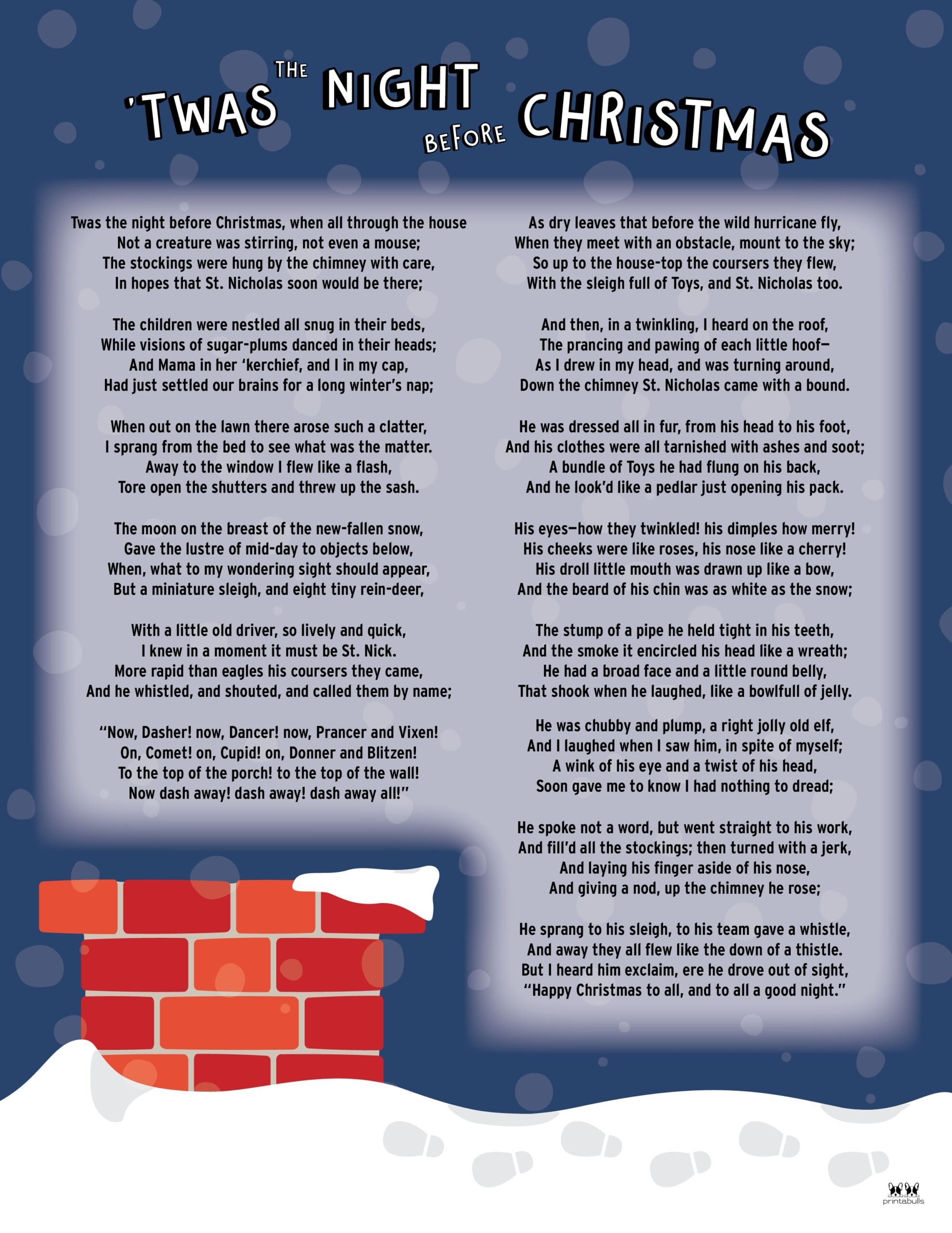 Printable Poem Twas The Night Before Christmas