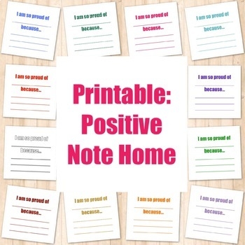 Printable Positive Note Home By Msineedhelp Teachers Pay Teachers