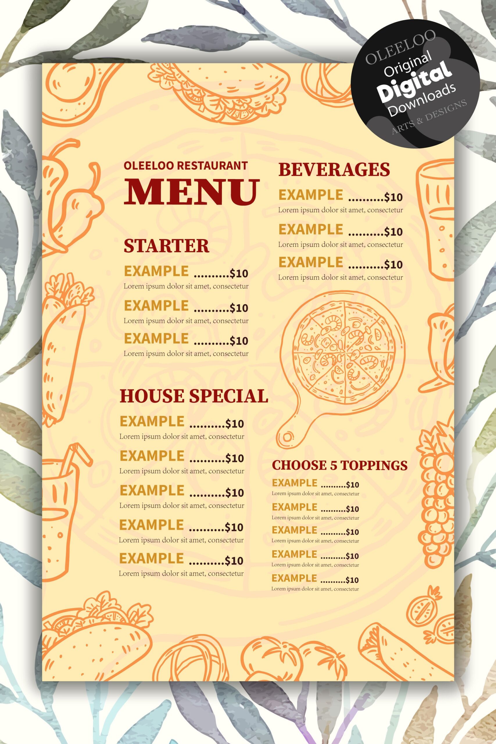 Printable Restaurant Menus With Prices