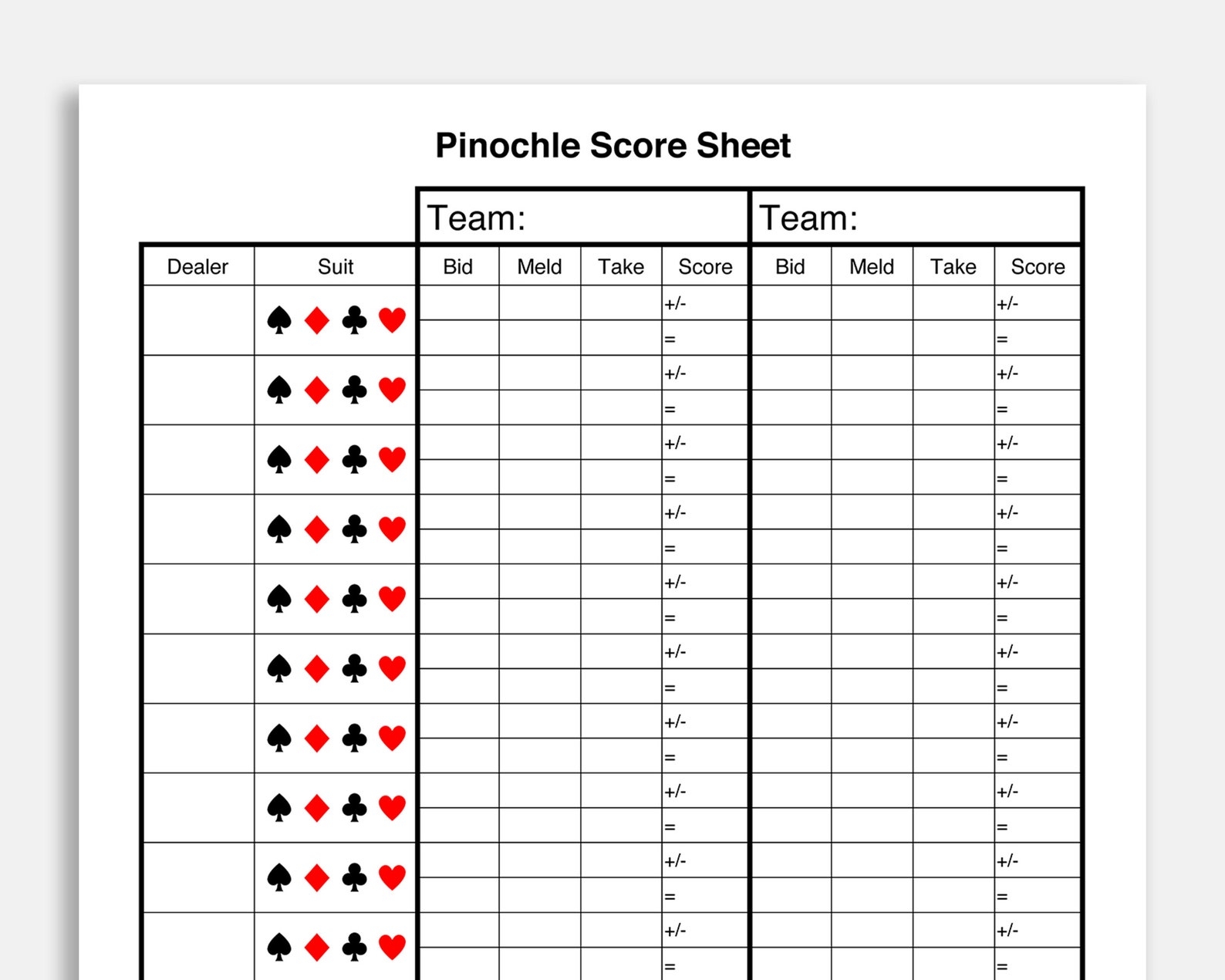 Printable Rules For Pinochle