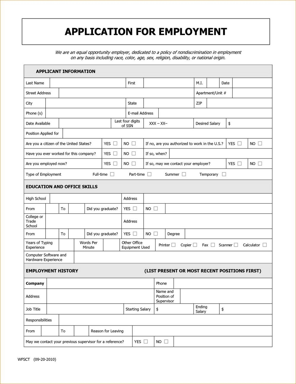 Free Printable Job Application In English And Spanish