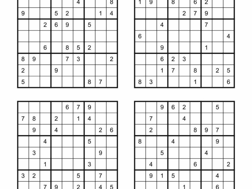 Printable Sudoku Puzzles 4 Per Page Sudoku Printables