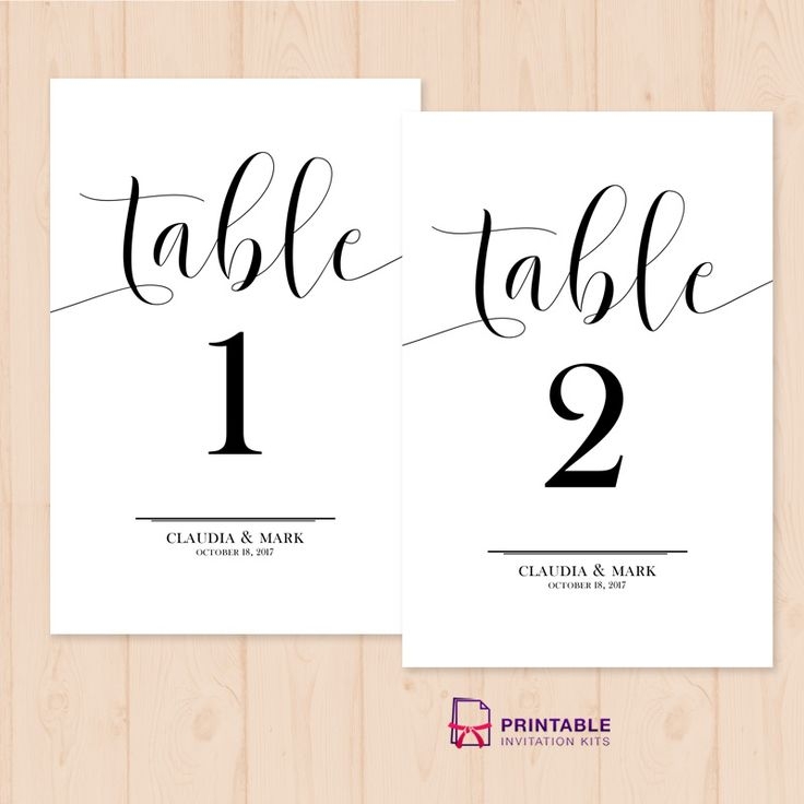 Printable Table Numbers Template