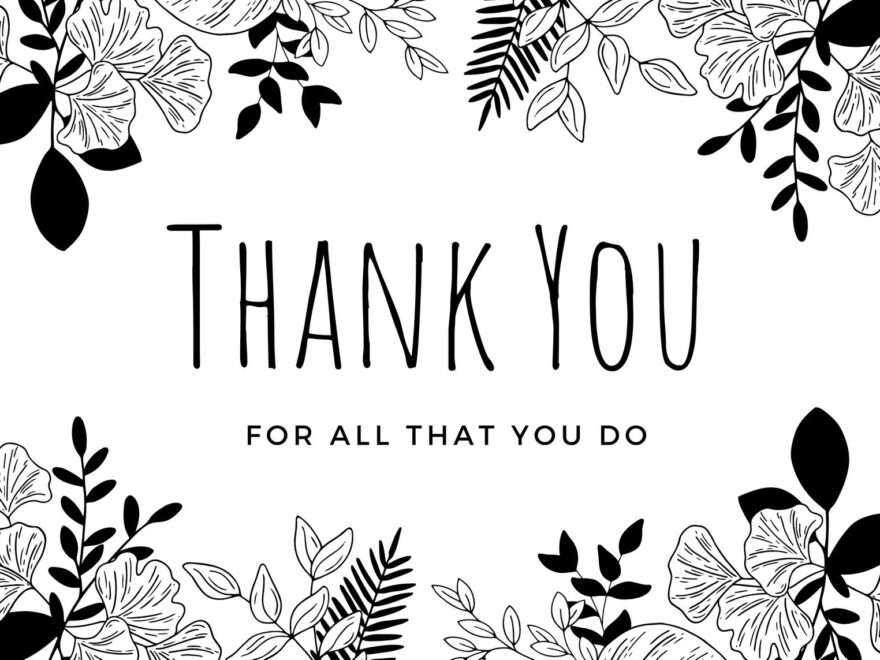 Printable Thank You Cards Black And White Printable Templates Protal