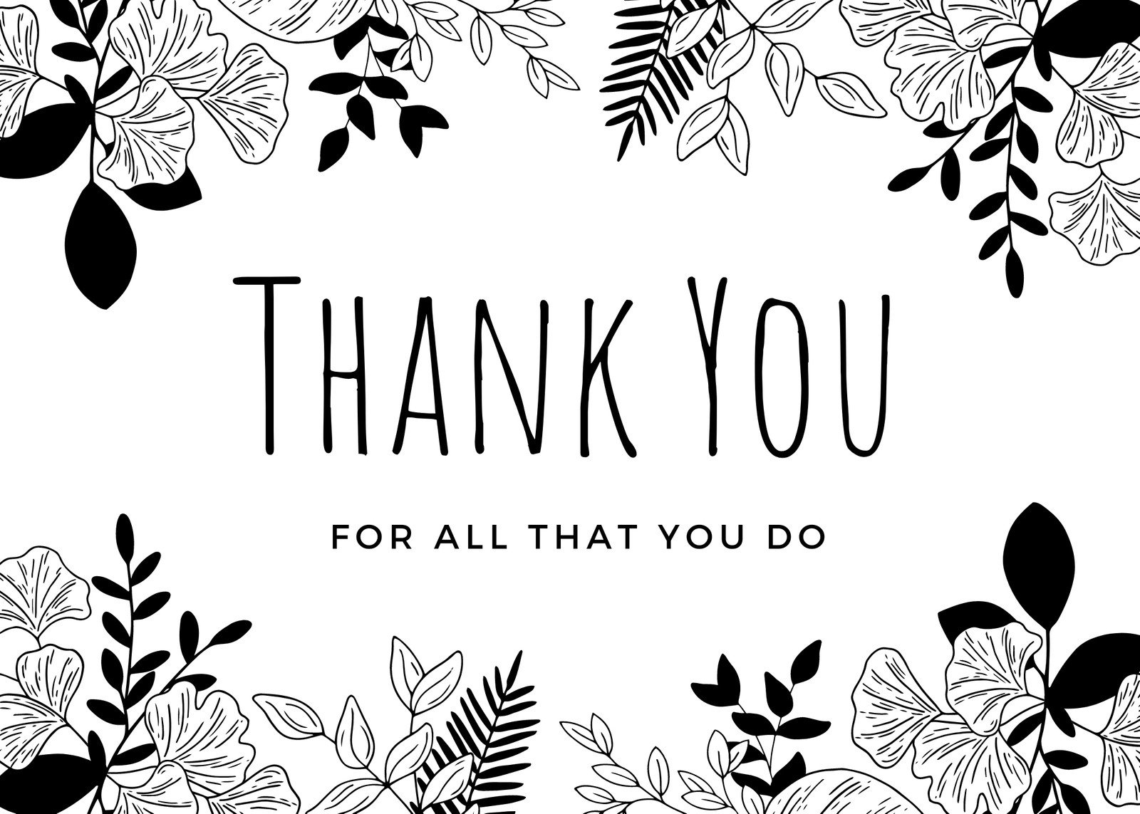 Printable Thank You Cards Black And White Printable Templates Protal
