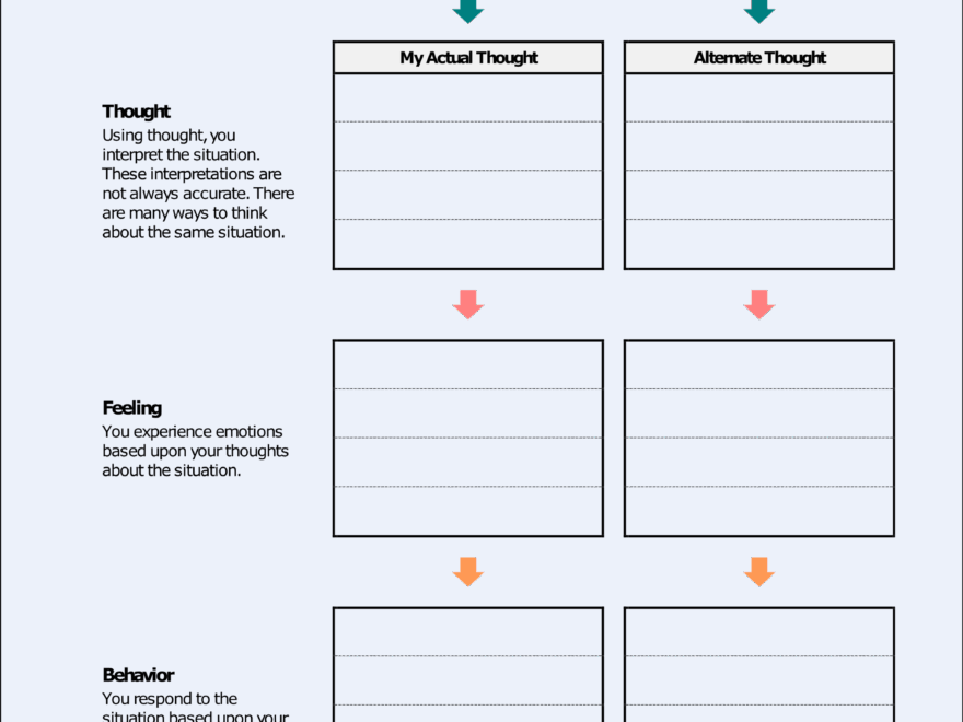 Printable Therapist Aid Worksheets Including CBT And DBT Worksheets For
