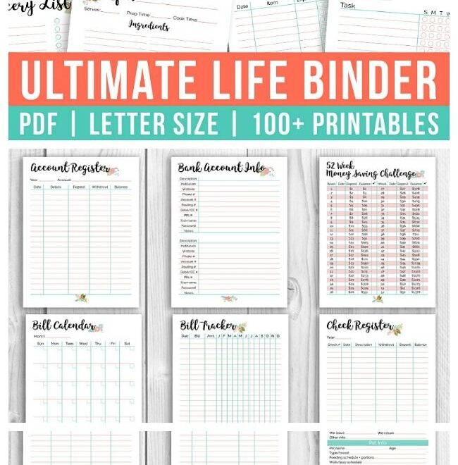 Printable Ultimate Life Binder Home Budget Recipe Binder Life
