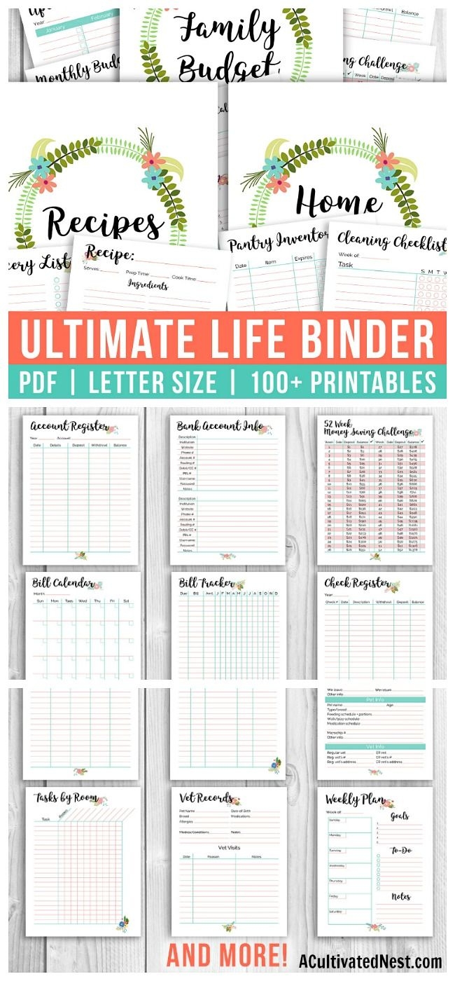 Printable Ultimate Life Binder Home Budget Recipe Binder Life Printable Ultimate Life Binder Home Budget Recipe Binder Life