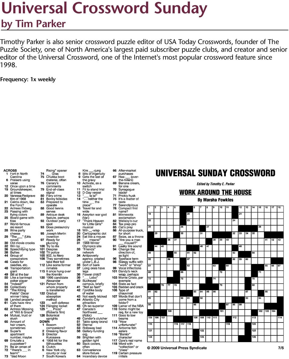 Printable Universal Crossword Puzzle
