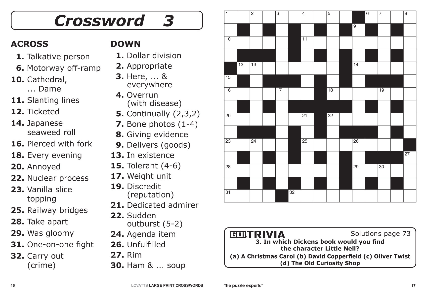 Printable Universal Crossword Puzzle