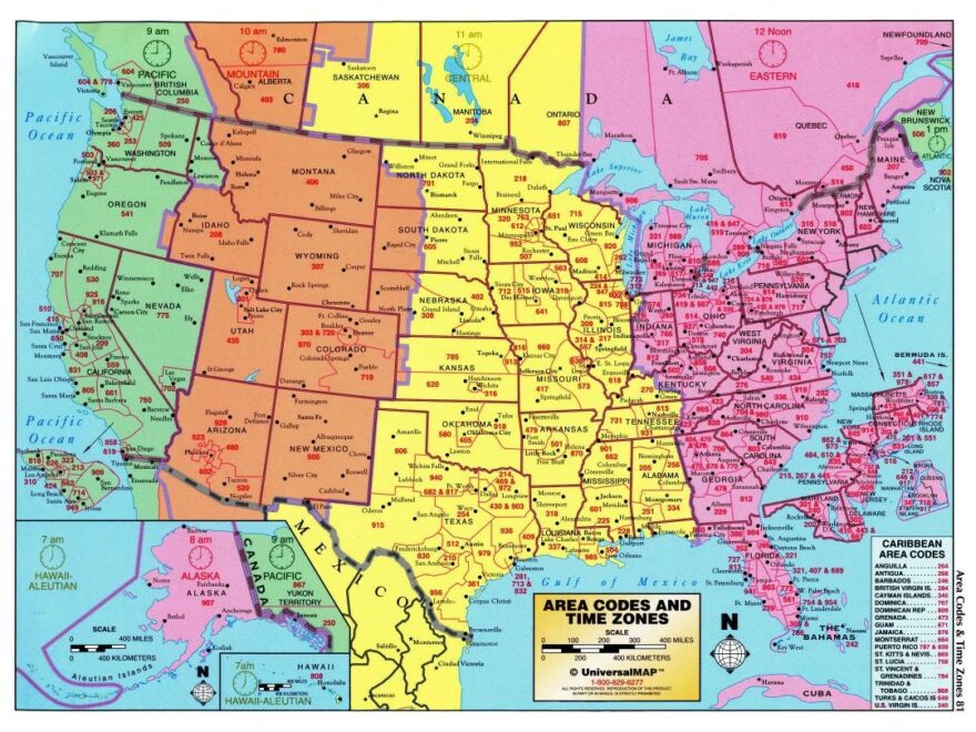 Printable Us Map With Time Zones Labeled