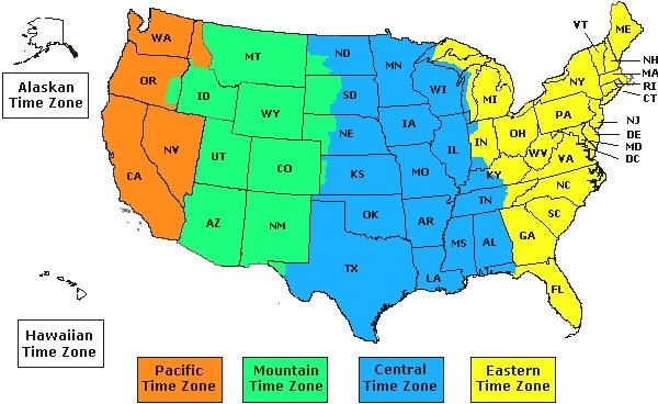 Printable Us Time Zone Map United States