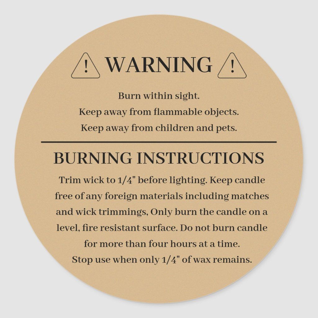Printable Warning Labels For Candles
