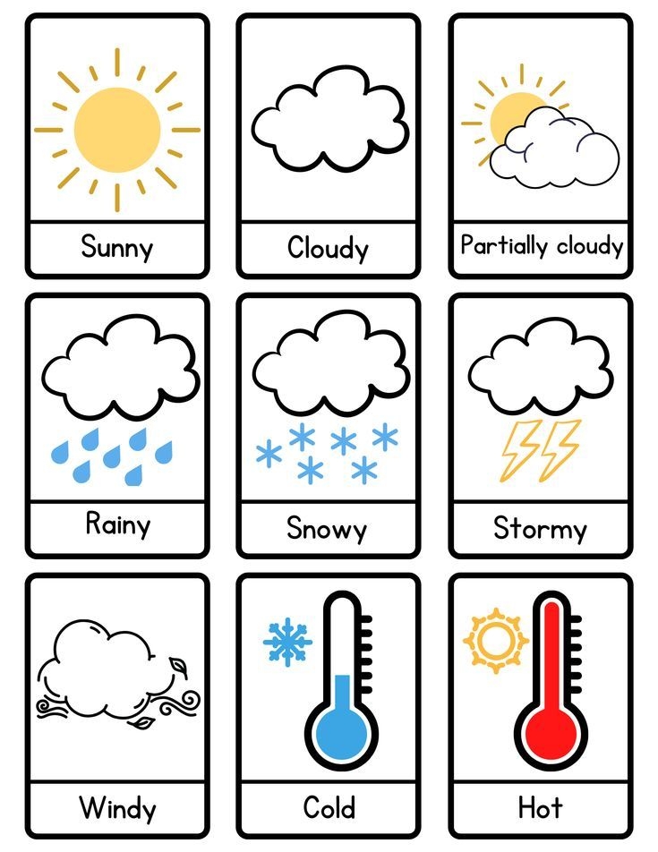 Printable Weather Flash Cards For Kids To Practice Their Writing And 