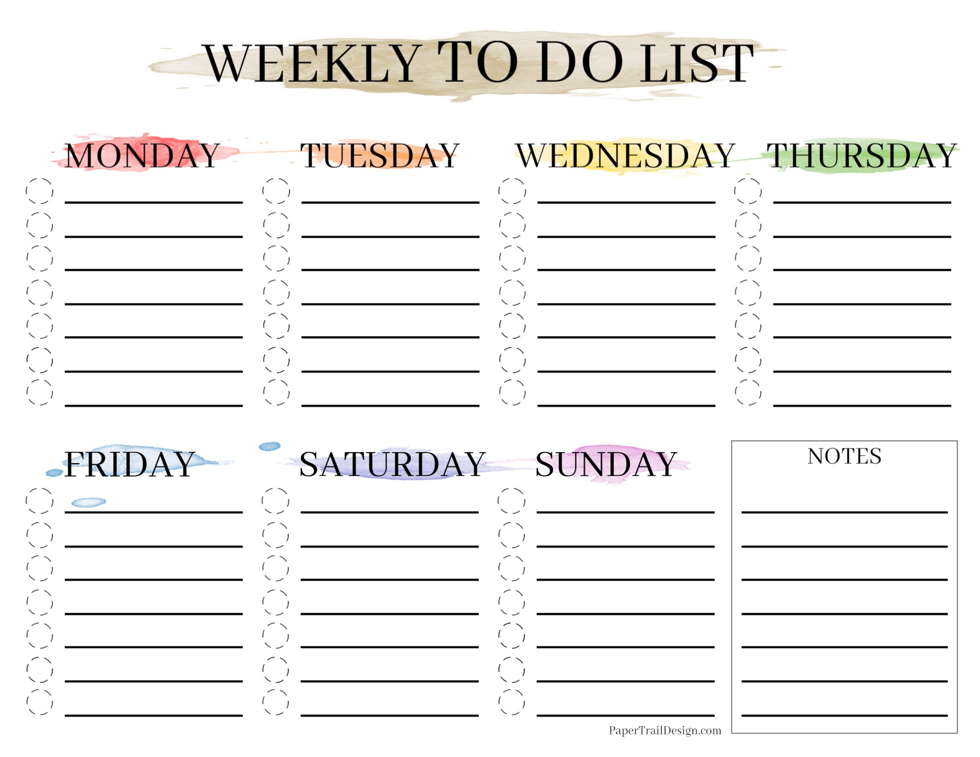 Printable Weekly To Do List
