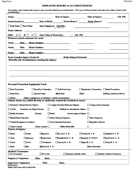 Printable Workplace Accident Report Form