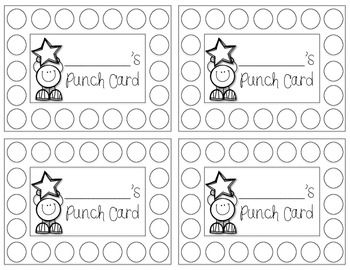 Punch Cards FREEBIE Behavior Punch Cards Punch Cards Classroom