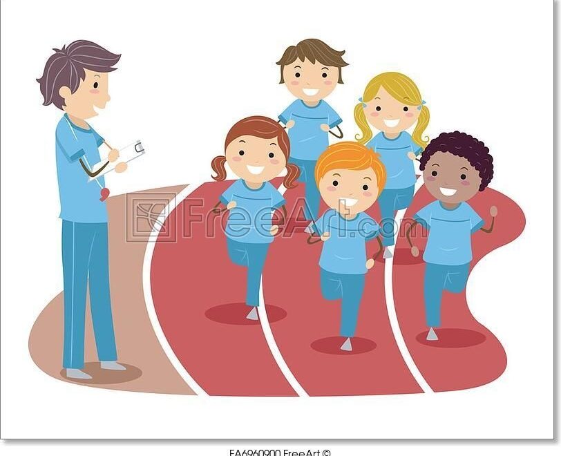 quot Illustration Of Kids Running Around A Race Track quot Art Print From