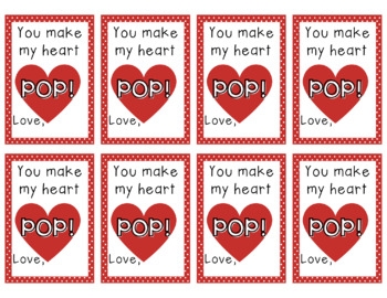  quot You Make My Heart POP quot Printable Valentine Gift Tags TPT