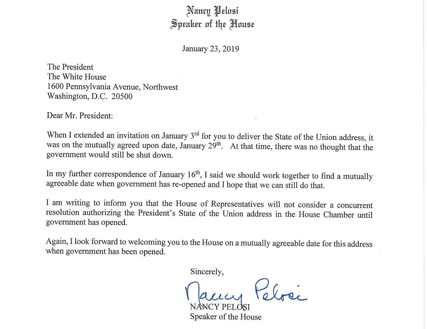 Read The Letter Nancy Pelosi Sent To President Trump On Postponing His 