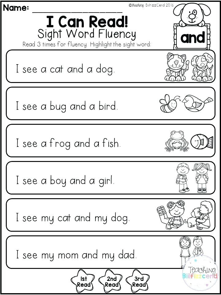 Free Printable Reading Fluency Passages For Kindergarten