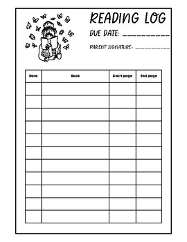 Printable Reading Log With Parent Signature