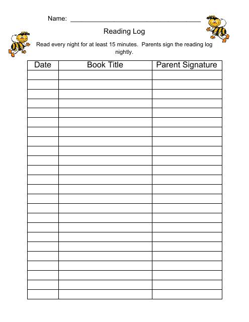 Reading Record Templates PDF Download Fill And Print For Free 